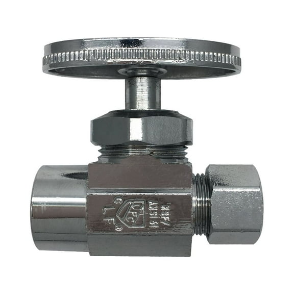 THEWORKS Multi-Turn Straight Stop Valve, 1/2" SWT Inlet x 3/8" O.D. Compression Outlet