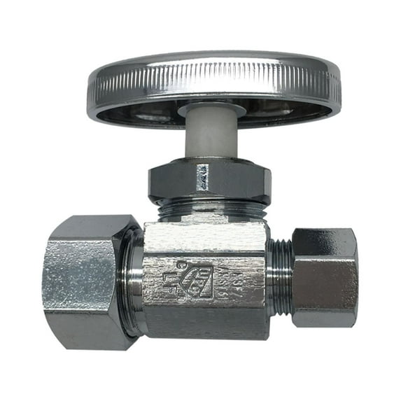 THEWORKS® Multi-Turn Straight Stop Valve, 5/8" O.D. Compression Inlet x 3/8" O.D. Compression Outlet