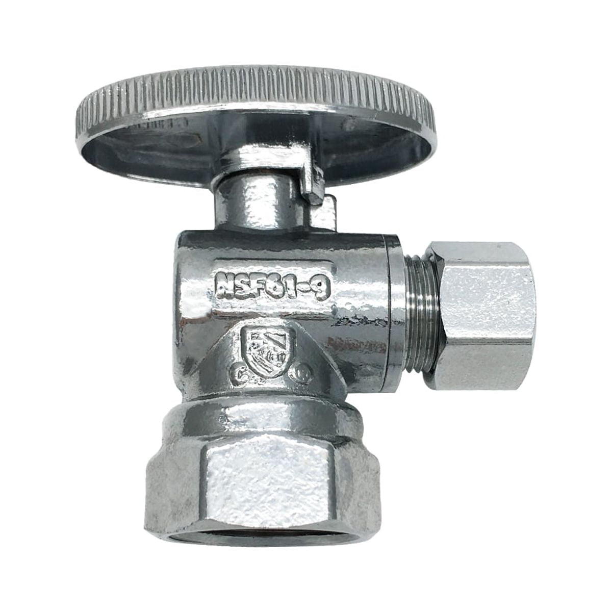 Chrome Brass Quarter-Turn Angle Stop Valve, 1/2" FIP Inlet