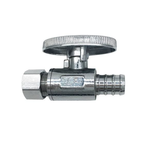THEWORKS Quarter-Turn Straight Stop Valve, 1/2" PEX Inlet x 3/8" O.D. Outlet