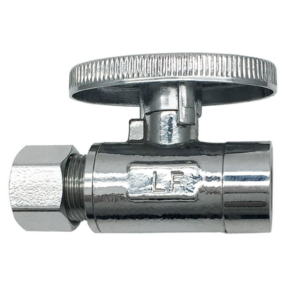 THEWORKS® Quarter-Turn Straight Stop Valve, 1/2" SWT Inlet x 3/8" O.D. Compression Outlet