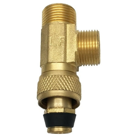 The Works Stop Valve Tee Adapter 3/8" Compression Inlet x 3/8" Outlet x 1/4" Outlet Brass Dual Supply Line Plumbing Fitting NSF 61 Certified