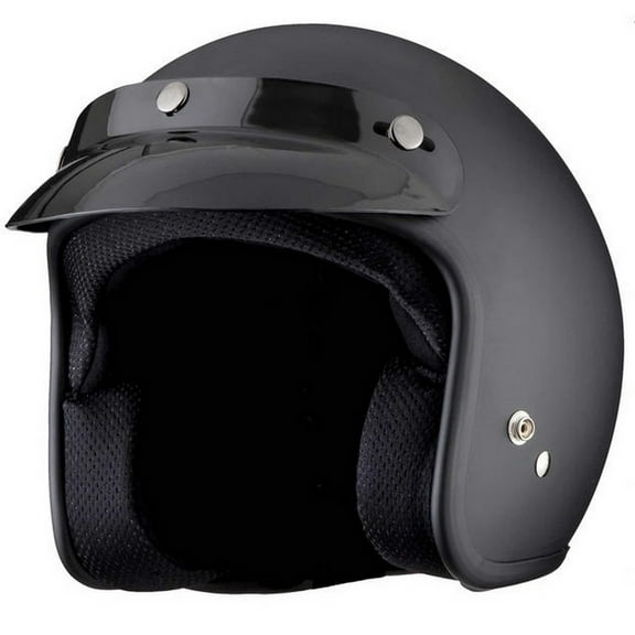 THH T-380 Open Face Motorcycle Helmet Flat Black XS