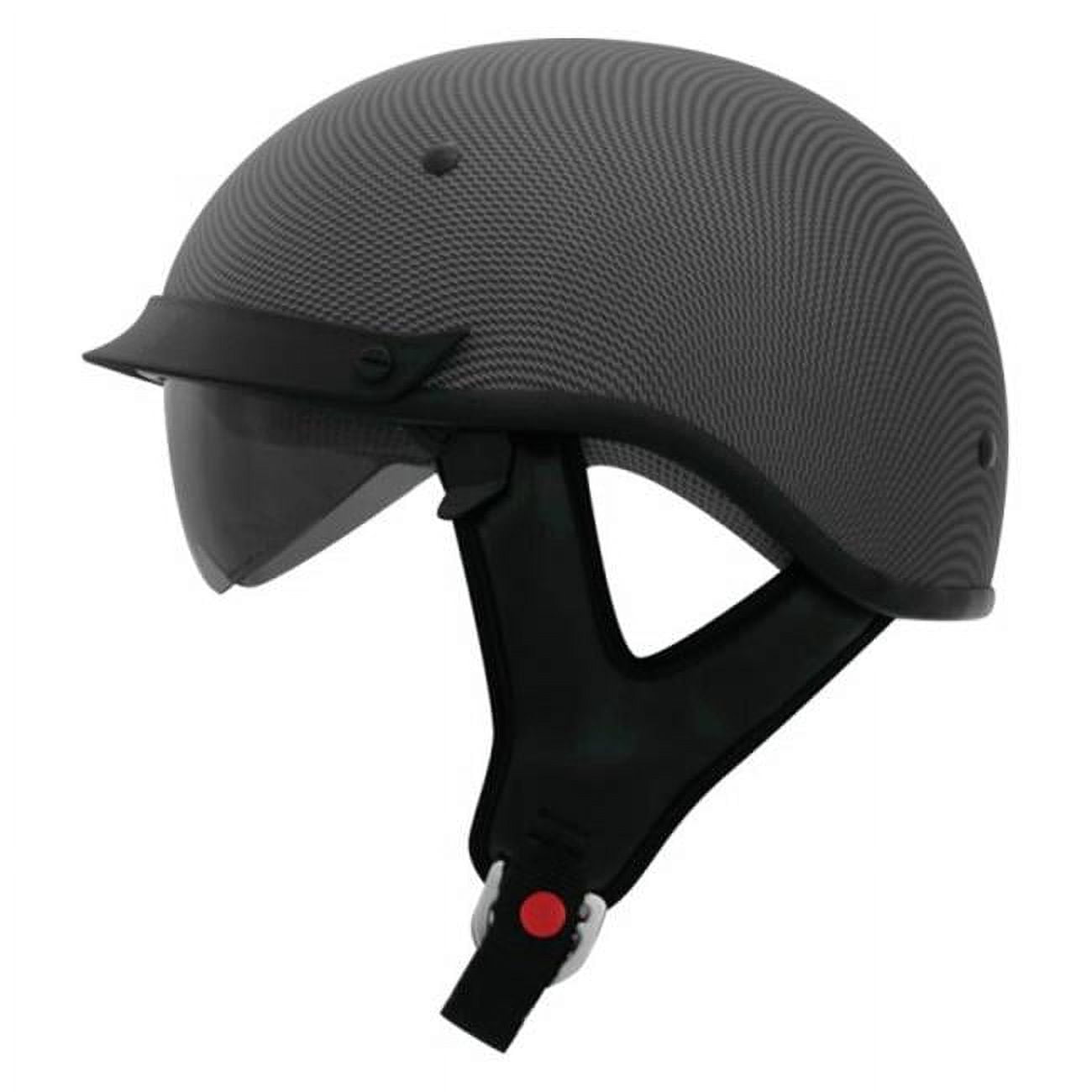 THH T72 Motorcycle Half Helmet w/Drop Down Visor Matte Carbon XXL
