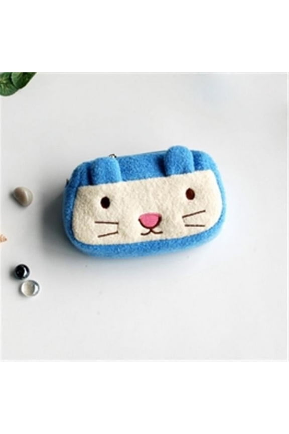 THH515-BLUE 5.1 x 3.7 x 1.4 in. The Littles - Embroidered Applique Fabric Art Wallet Purse & Pouch Bag