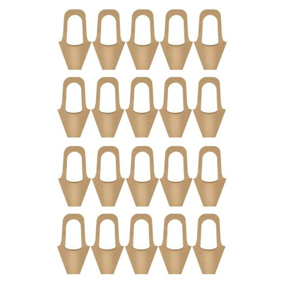 THHEIC 20 Packs Brown Flower Bouquet Holder Paper, Wrap Bags with Handle for Floral Gifts, Bouquets, Flower Bars, Home, Wedding, and Valentine's Day Decoration