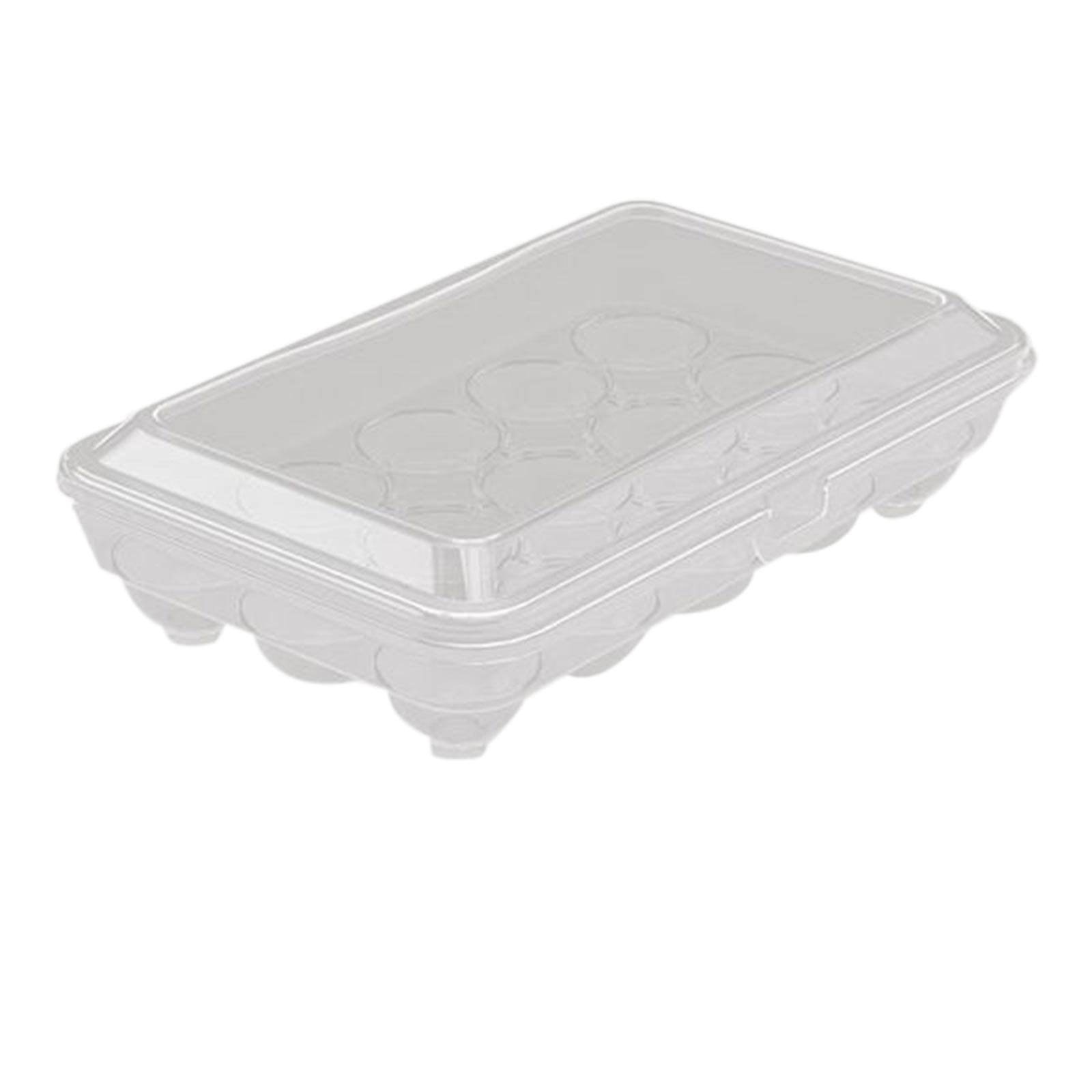 THHEIC 24 Grids Transparent Egg Storage Box, Rolling Plastic Egg Holder Basket Organizer for Kitchen Fridge