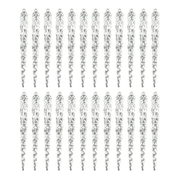 THHEIC 24 Piece Set 5.1" Assorted Clear Glass Icicle Ornaments Bulk Christmas Icicle Ornaments Elegant Crystal Look Hanging Decorations