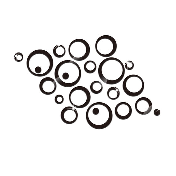 THHEIC 24PC 3D Removable Round Wall Mirror Stickers, Acrylic Circle Decals for Home Living Room and Bedroom Decor, Self-Adhesive and Easy to Apply, Modern Wall Art