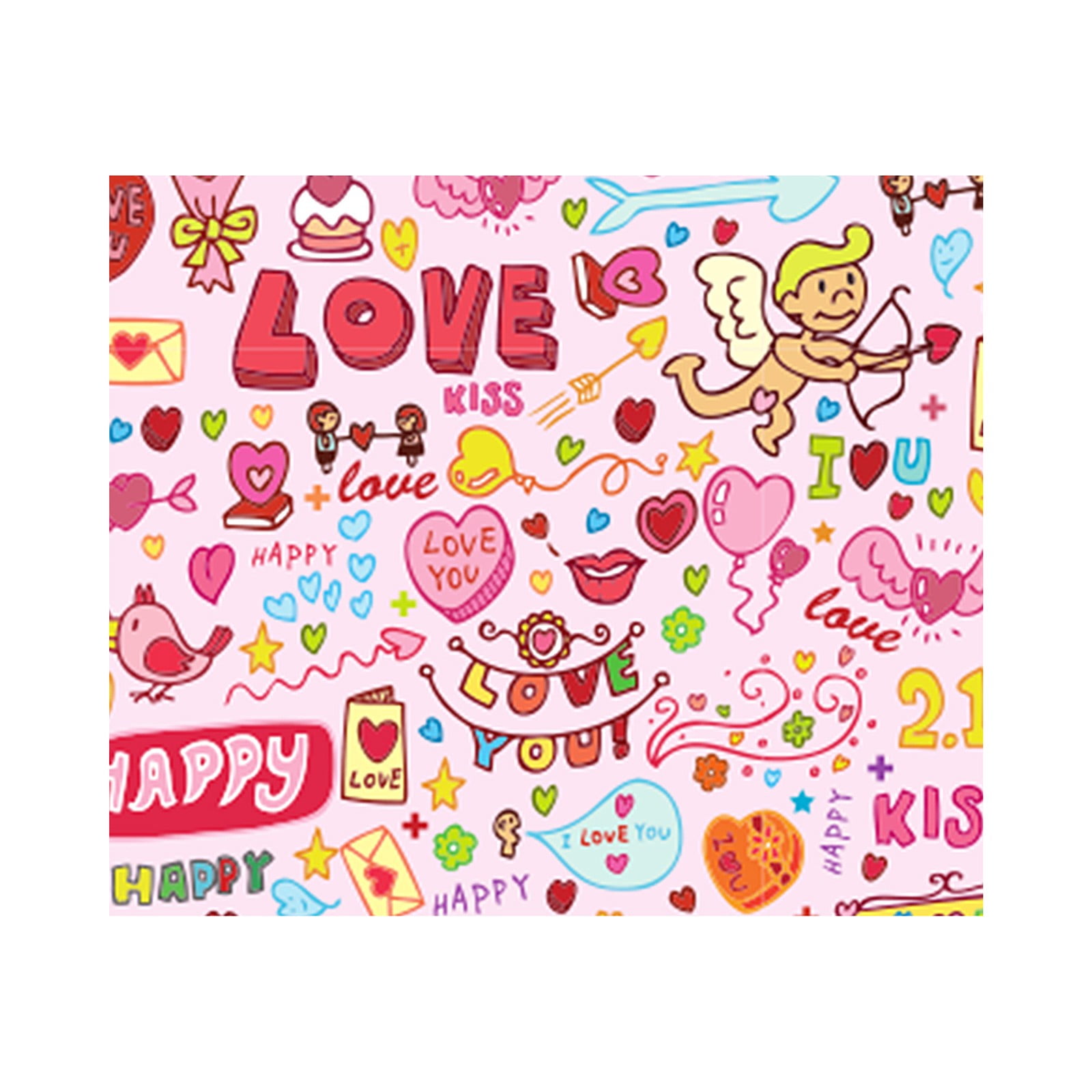 THHEIC 2PCS Valentine's Day Wrapping Paper Heart Love Lip Print ...