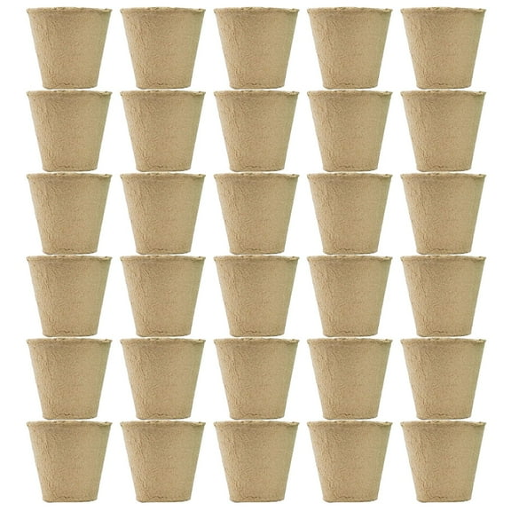THHEIC 30 Pcs Small Plant Pots, Compostable Flower Pots for Plant, Biodegradable Seed Pots, Disposable Planting Peat Pot Cups with Labels for Vegetables, Fruit, 2 Size Options