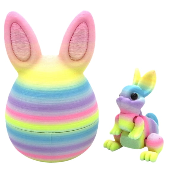 THHEIC 3D Printed Easter Bunny Egg Set, 3D Printed Bunny Eggs with Bunny Inside, 3D Printed Bunny Toys with Egg, 3D Printing Rabbit Eggs Easter Gift Ideas Family Fun Easter Surprise