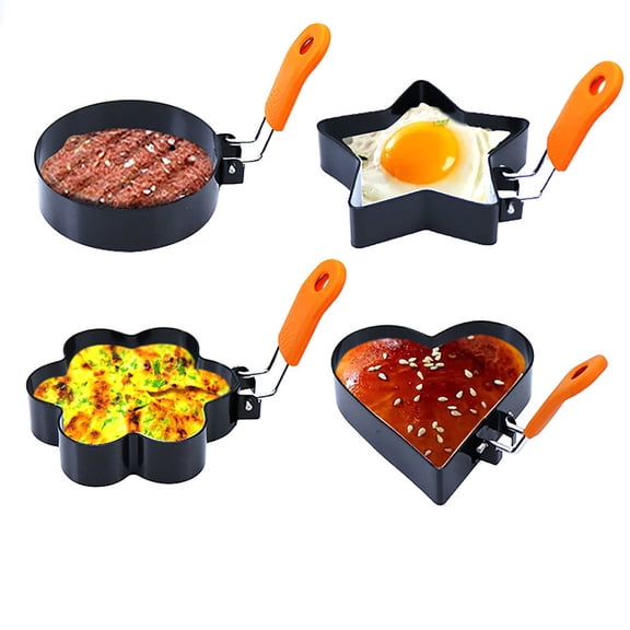 THHEIC 4 Pack Nonstick Metal Egg Rings, Pancake Cooker and Fried Egg Shaper Molds for Breakfast, Omelette and Kitchen Cooking