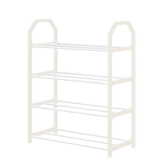 THHEIC 4 Tier Narrow Stackable Shoe Rack Organizer, Small Shoe Shelf for Kids, Toddlers, and Adults, Lightweight for Closet, Dorm, and Entryway Storage