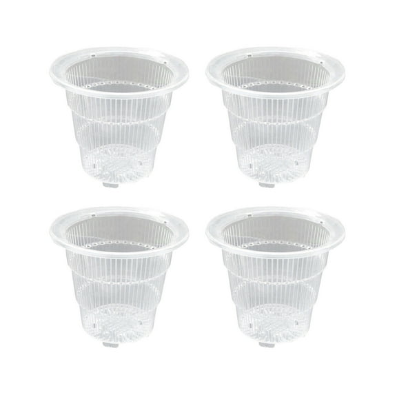 THHEIC 4PCS Clear Orchid Flower Pot, Plastic Slotted and Breathable Pot for Orchids, Herbs, Aloe, Cactus, Succulents, Daisy, Indoor or Outdoor Garden Planter, 10cm