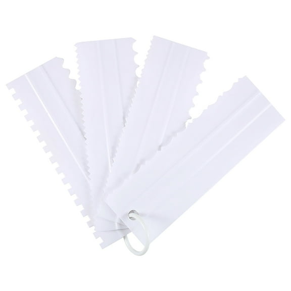 THHEIC 4PCS Plastic Cake Decorating Tools, Sawtooth Icing Combs & Cream Smoothers, Multi-shape Edge Scraper Molds for DIY Birthday Cake, Pastry and Homemade Dessert Baking Decoration