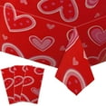 thumbnail image 1 of THHEIC 54 x 108 Inch Valentine's Day Plastic Tablecloth - Red with White Heart Design, Disposable Romantic Love Themed Rectangle Table Cloth for Dining Room Table Cover Indoor Outdoor Decorations, 1 of 3