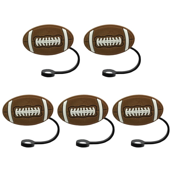 THHEIC 5Pcs Reusable Silicone Sports Straw Covers, Basketball Football Baseball Toppers for 8-10mm Straws, Drinking Straw Decor, Party Supplies and Gifts