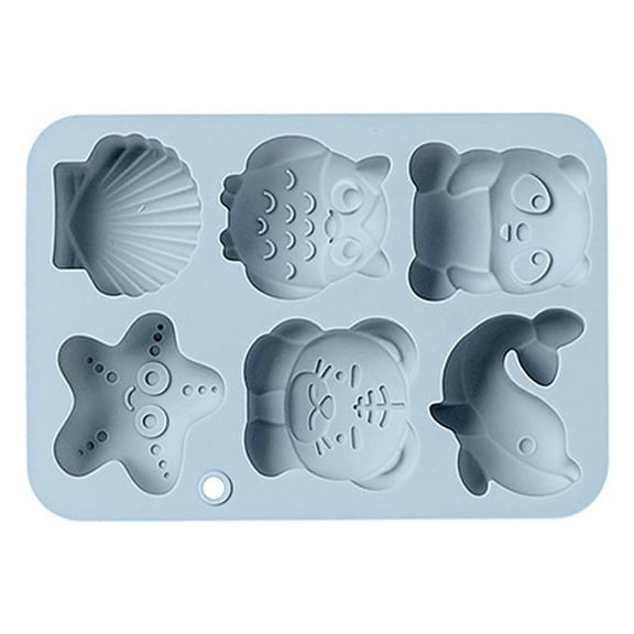 THHEIC 6-Piece Cartoon Shaped Silicone Mold Set, Owl Dolphin Shell Designs for Making Chocolate, Ice Cubes, and Cake Pops, Durable Baking Mould for Home Kitchen