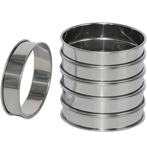 THHEIC 6PCS 4 Inch Stainless Steel Muffin and Crumpet Rings, Double Rolled Metal Ring Molds for Baking Cookies, Round Eggs, Cakes, Pancakes, Burger Buns, Pastry Desserts