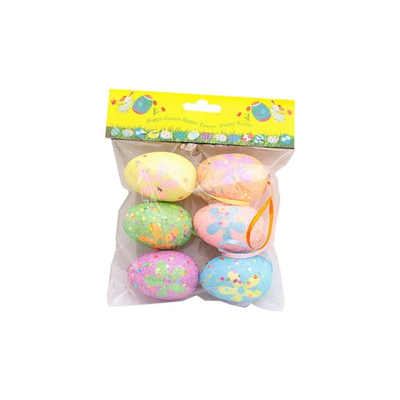 THHEIC 6PCS Pastel Metallic Easter Egg Ornaments, Vibrant Spring Holiday Decorations for Easter Parties, Craft Projects, Gift Giving, Trees, Tables, and Seasonal Displays