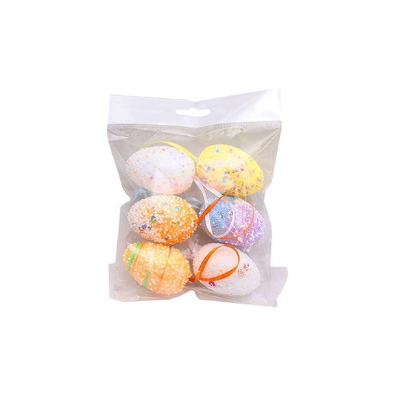 THHEIC 6PCS Pastel Metallic Easter Egg Ornaments, Vibrant Spring Holiday Decorations for Easter Parties, Craft Projects, Gift Giving, Trees, Tables, and Seasonal Displays
