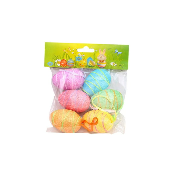 THHEIC 6PCS Pastel Metallic Easter Egg Ornaments, Vibrant Spring Holiday Decorations for Easter Parties, Craft Projects, Gift Giving, Trees, Tables, and Seasonal Displays