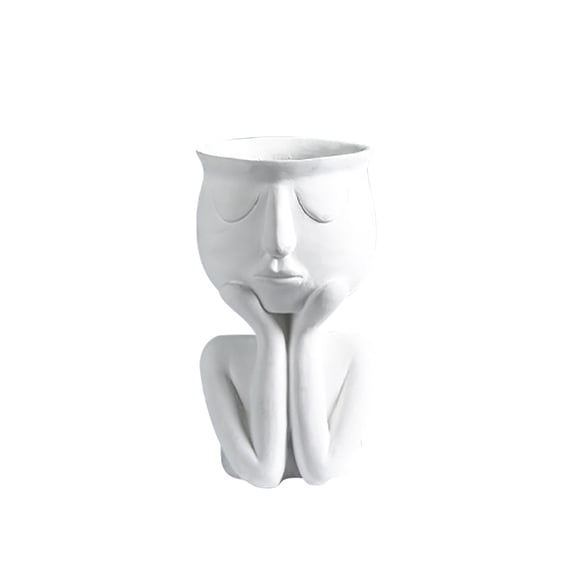 THHEIC Abstract Human Sculpture Resin Flower Pot, Desktop Plant Container and Vase, Modern Balcony Planter for Succulents and Small Plants, for Indoor or Outdoor Garden Decor