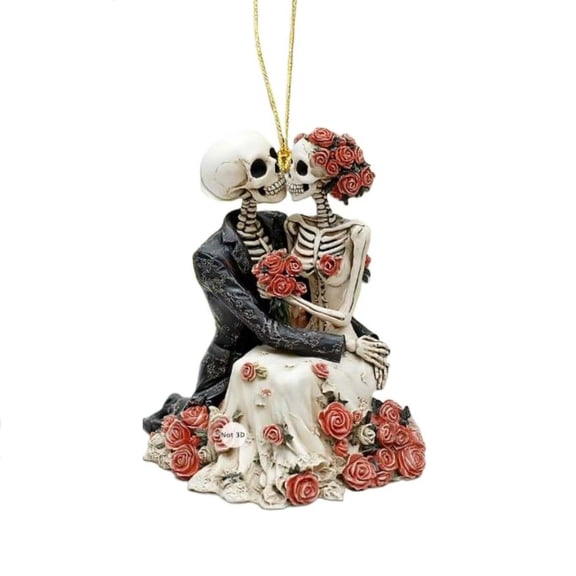 THHEIC Acrylic Skeleton Couple Ornament, Unique Gothic Wedding Keepsake, Acrylic Skeleton Figurines for Halloween Tabletop Wedding Spooky Indoor Home Decor