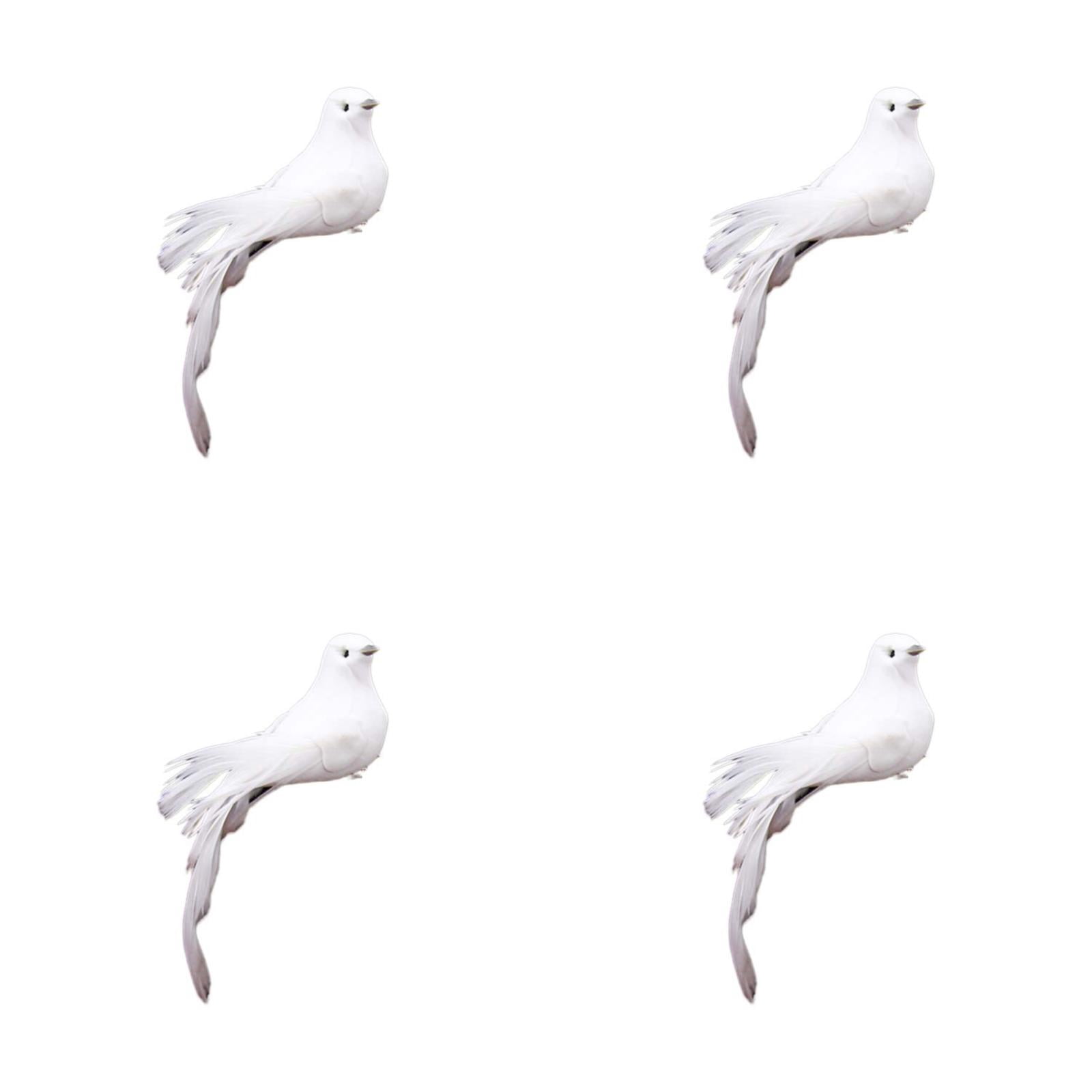 THHEIC Artificial Birds, Artificial White Doves Simulation Foam White Feathered Artificial Birds Doves Clip On Ornament for Christmas Tree Decorations, Wedding, Wreaths & Crafts