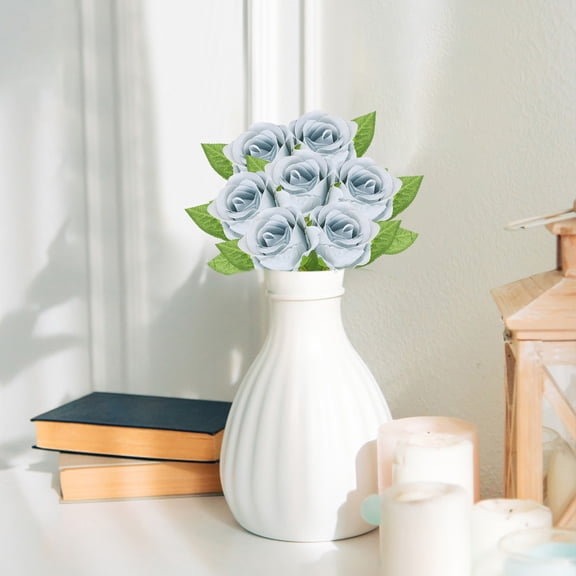 THHEIC Artificial Silk Roses, Long Single Stem Faux Roses for Home Decor, Table Centerpiece Arrangement, Valentine's Day Gift, and Floral Displays