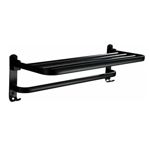 THHEIC Bathroom Towel Rack with Shelf, 20-Inch Wall Mounted Aluminum Towel Bar Holder for Kitchen, Pantry, and Spice Organization