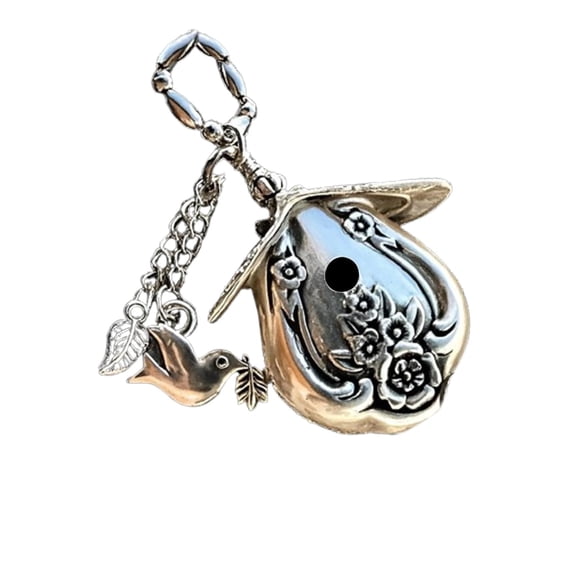 THHEIC Birdhouse Necklace, 925 Sterling Silver Vintage Charm Pendant with Tiny Birds on Branch, Jewelry Gift for Bird Lovers, Delicate Necklace Design