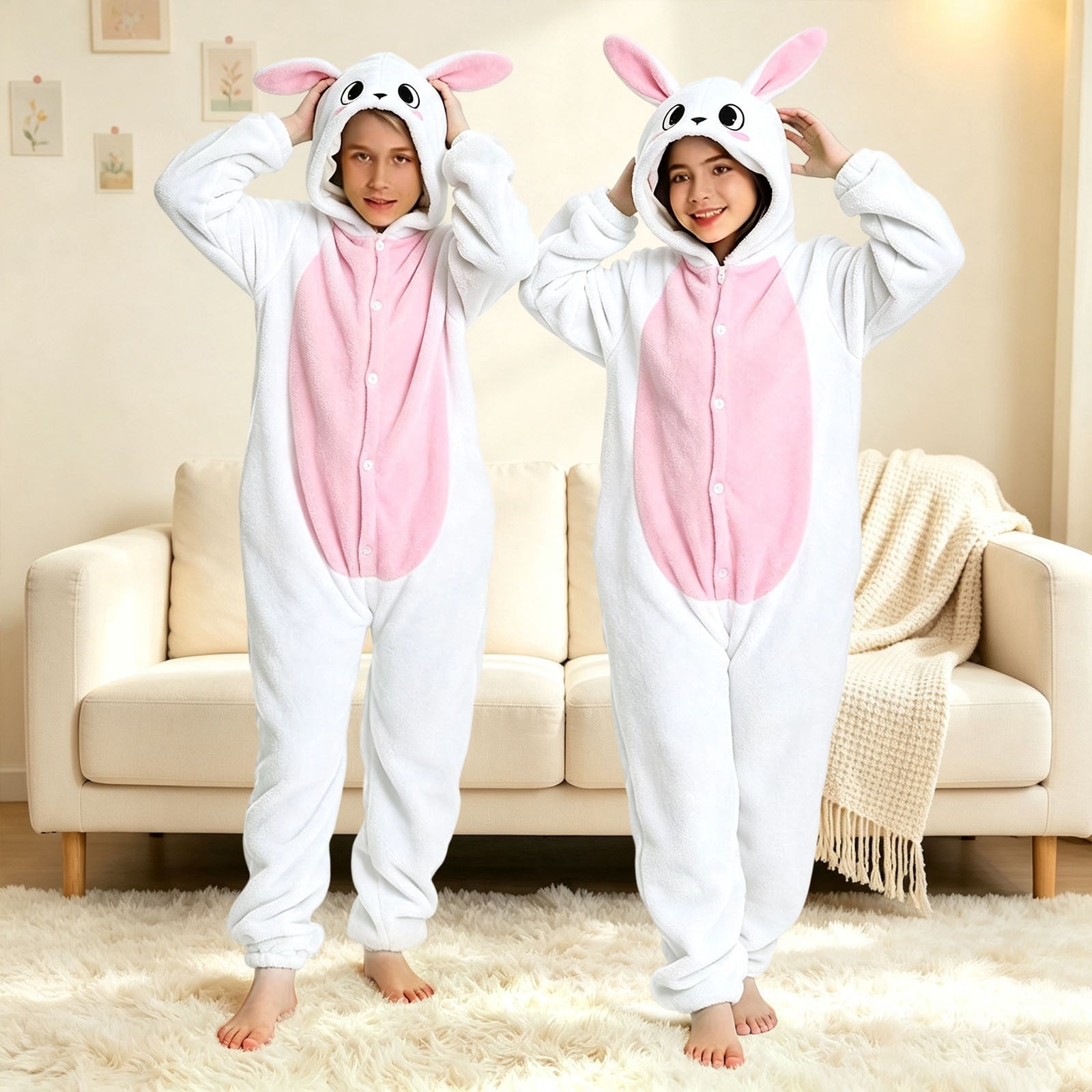 THHEIC Bunny Hooded Onesie Outfit for Kids, Hooded Top with Ears ...