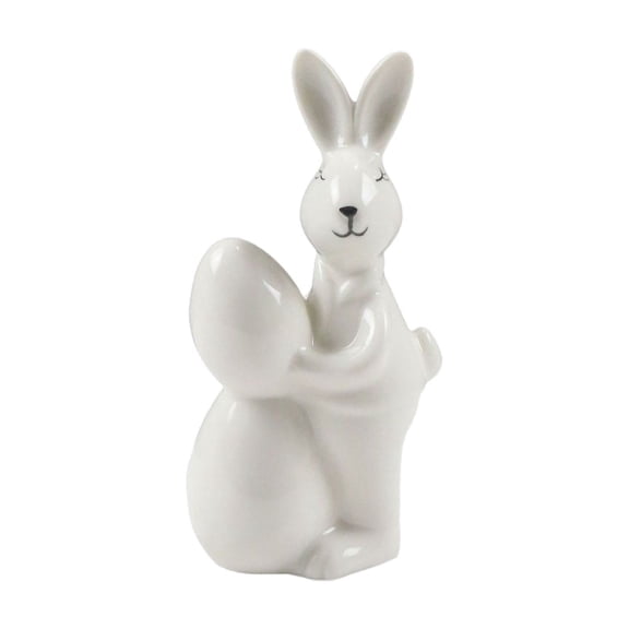 THHEIC Ceramic Bunny Rabbits Figurine Decor, White Porcelain Modern Tabletop Bookshelf Art Home Statues Decoration for Easter Rabbits Weddings Crafts Ornaments