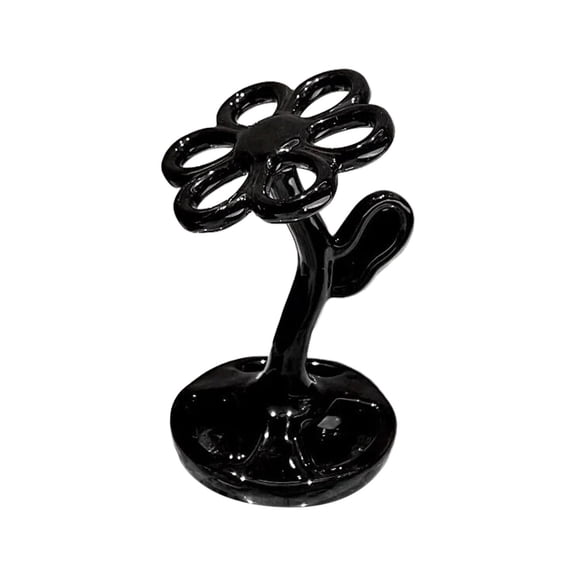 THHEIC Ceramic Toothbrush Holder with Elegant Floral Design, Waterproof Countertop Organizer Rack with 6 Slots for Brushes, Modern Bathroom Vanity Decor