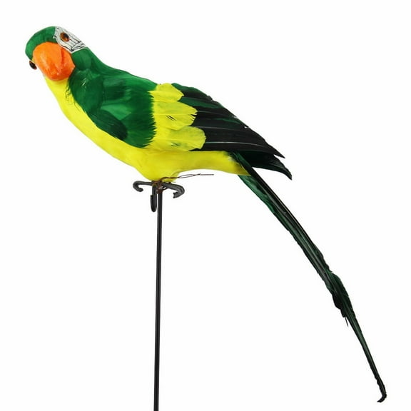 THHEIC Colorful Fake Feather Parrot Ornaments, Clip on Artificial Bird for Christmas Tree Decoration, Modern Home Garden Patio Yard Zoo Decor, 45cm