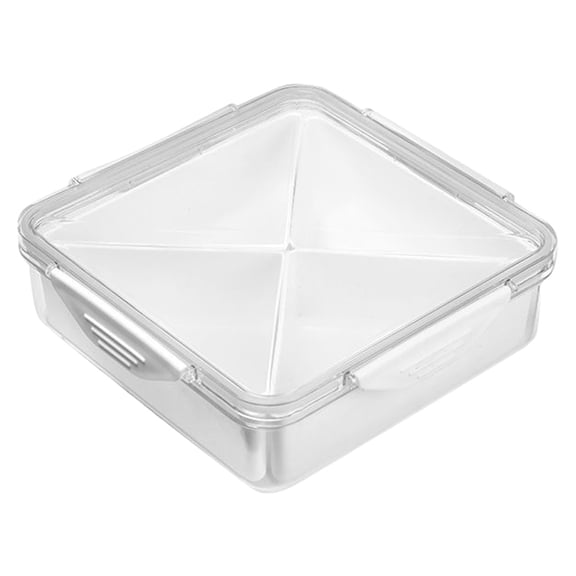 THHEIC Divided 6-Compartment Serving Tray with Clear Snap-On Lid, Reusable Party Platter for Fruits, Vegetables, Charcuterie, and Appetizers, Dishwasher Safe