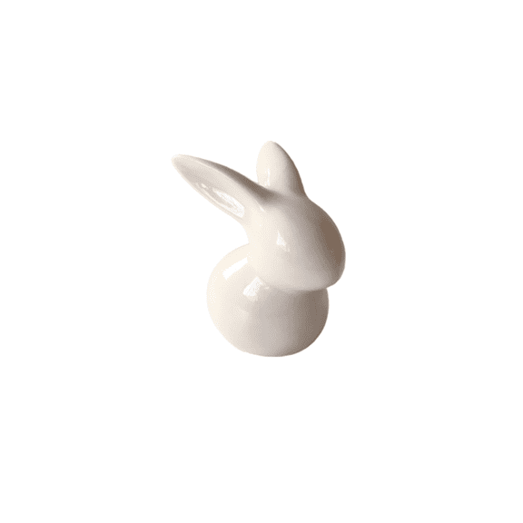 THHEIC Easter Decorations: Elegant White Ceramic Bunny Figurines, Cute Farmhouse Rustic Easter Rabbit Statue Different Size for Spring Easter Holiday Home Office Table Party Decor