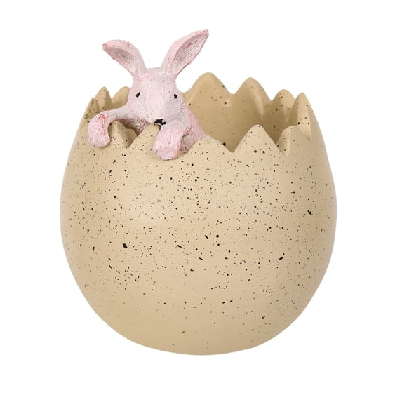 THHEIC Easter Spring Egg Shape Flower Pot, Bunny Decor Garden Pot for Cactus and Succulents, Decorative Planter for Home, Farmhouse Easter Decoration, and Patio
