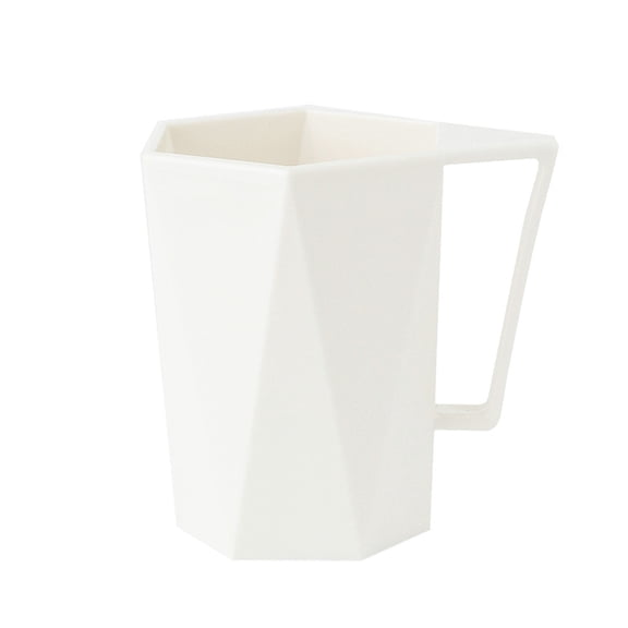 THHEIC Geometry Design Reusable Plastic Coffee Cups with Handle, Lightweight Microwavable and Dishwasher Safe Unbreakable Mugs for Tea, Milk, Juice, Camping