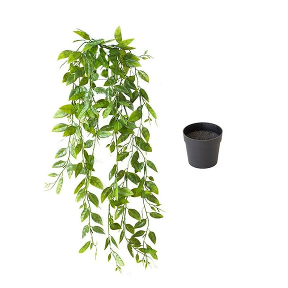 THHEIC Hanging Planter with Artificial Greenery - Frosted Decorative Pot for Indoor Outdoor Use, Bathroom Office Shelf Decor, Fade-Resistant Fake Spider Plant Pot