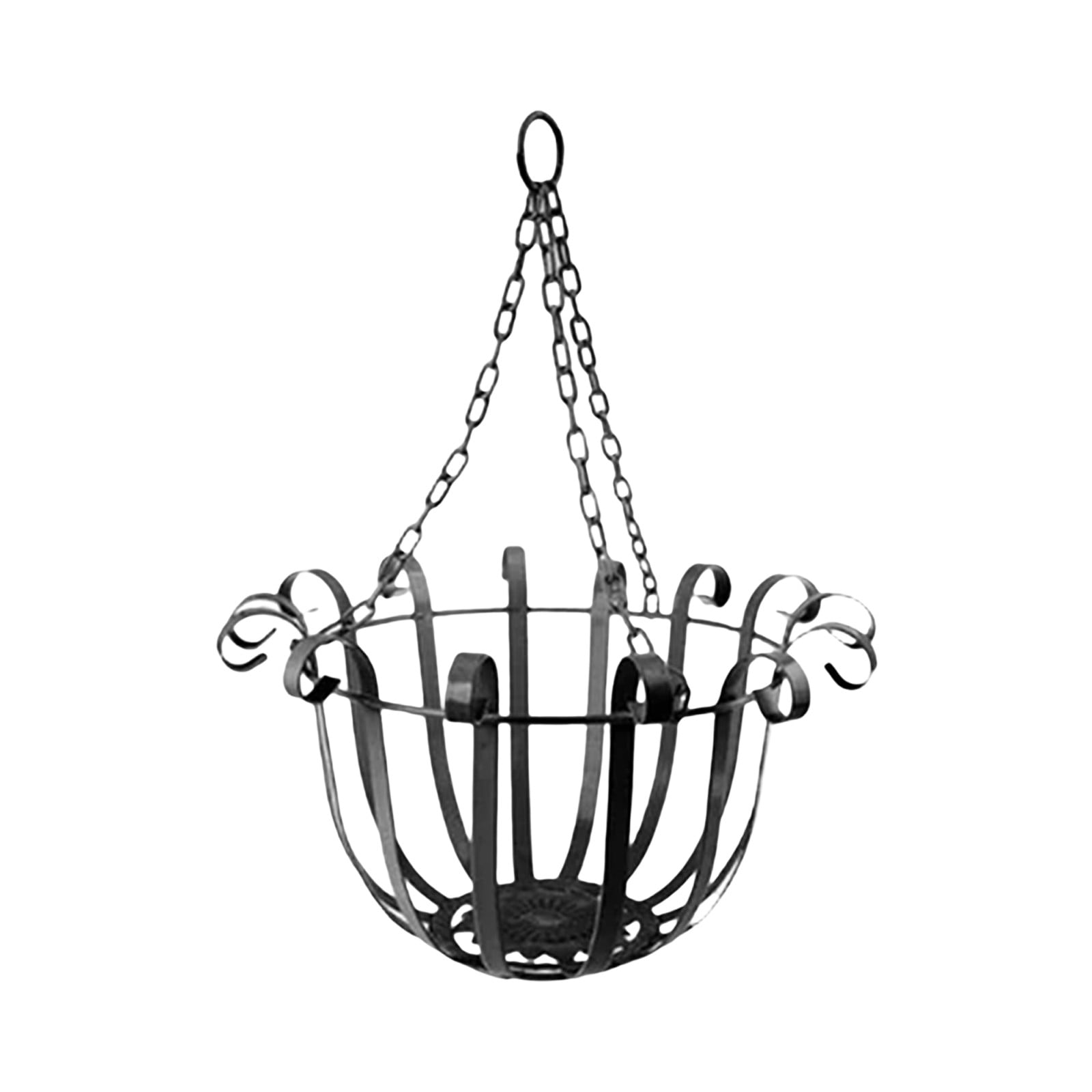 THHEIC Metal Hanging Planter Basket, Wire Holder with Adjustable Chains, for Indoor Outdoor Flower Pots, Home Fence Decor, Easy to Lower and Raise