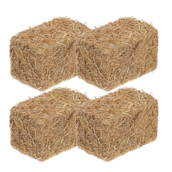 THHEIC Mini Haystack Decor, 4pcs Realistic Fake Hay Bales, 3x2x2cm for Dollhouse, Farm Party Props, Garden and Scene Outdoor Decorations for Farm and Party Settings