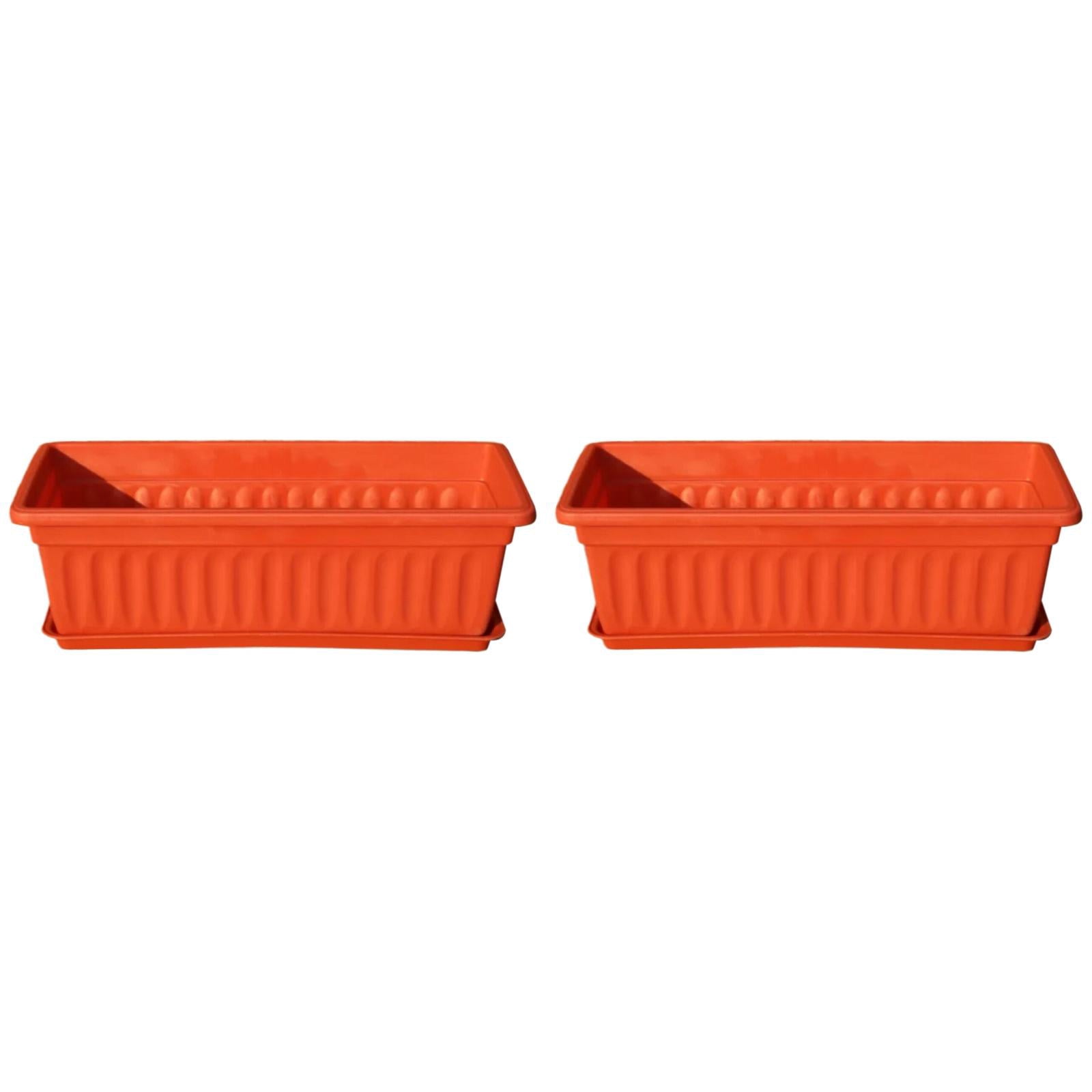 THHEIC Resin Window Trough Planter Box 44x19x14cm, Long Rectangular Vegetable and Flower Pot for Balcony Gardening, Durable Indoor Outdoor Decorative Container