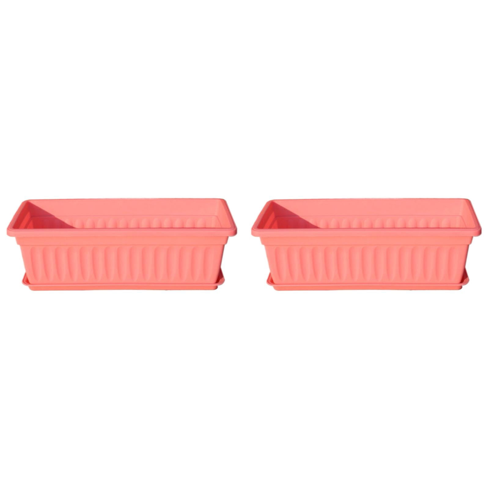 THHEIC Resin Window Trough Planter Box 44x19x14cm, Long Rectangular Vegetable and Flower Pot for Balcony Gardening, Durable Indoor Outdoor Decorative Container