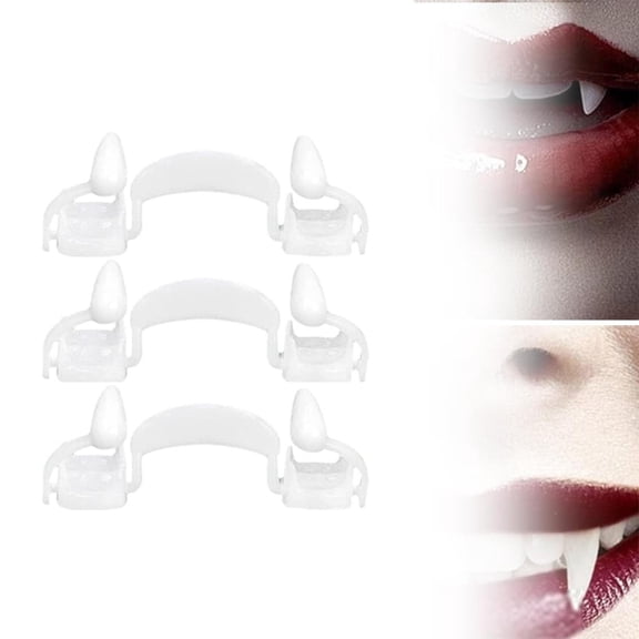 THHEIC Retractable Realistic Teeth Braces, Halloween Party Dress Up Props, Reusable Fake Teeth for Halloween Carnival Birthday Christmas Party Decorations