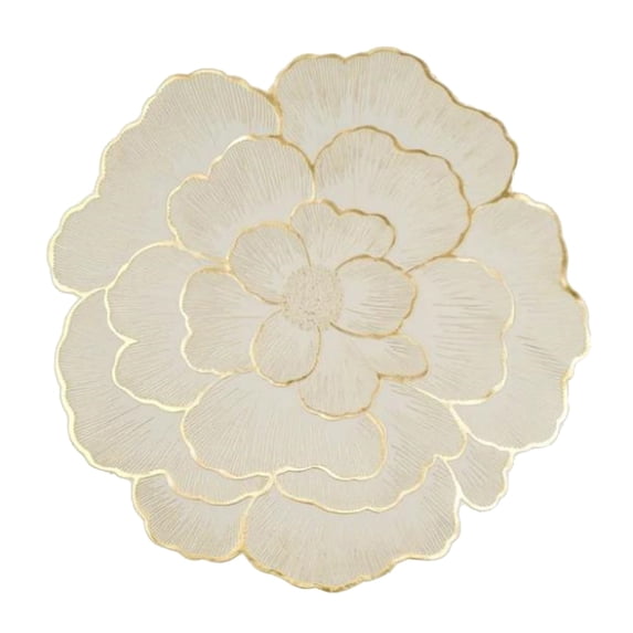 THHEIC Round Floral Placemats Set, Gold Rose Shaped Metallic Place Mats 15 Inch, Waterproof Non Slip Kitchen Table Mats, for Home Dining Wedding Party, Table Mats