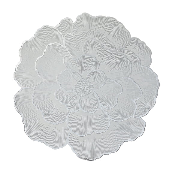 THHEIC Round Floral Placemats Set, Gold Rose Shaped Metallic Place Mats 15 Inch, Waterproof Non Slip Kitchen Table Mats, for Home Dining Wedding Party, Table Mats