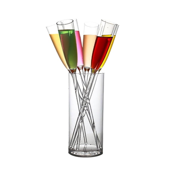 THHEIC Set of 4 Floating Acrylic Champagne Flute Glasses, Colorful Transparent Vintage Design for Cocktail Parties, Weddings, and Poolside Celebrations